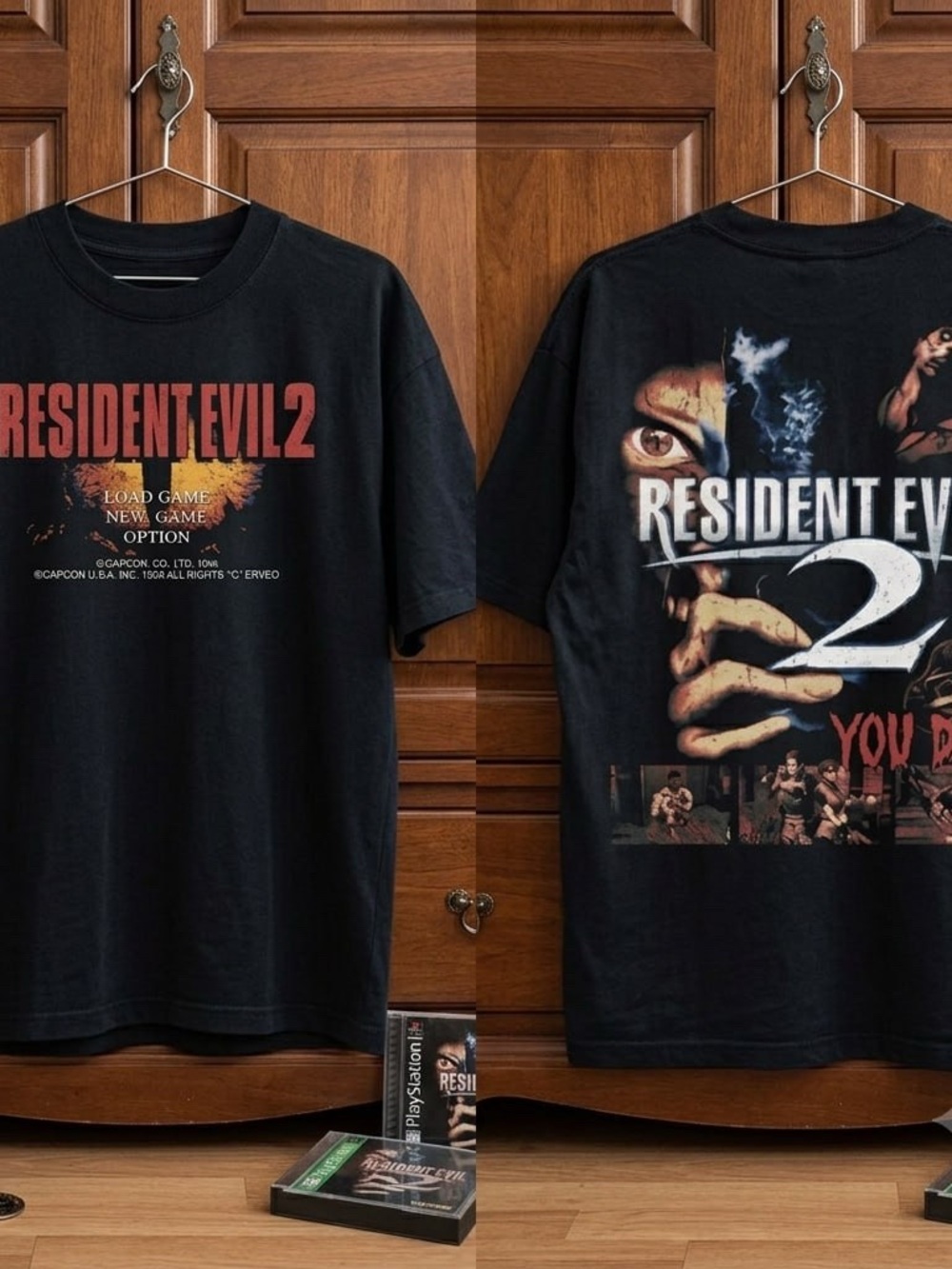Resident Evil 2 Black Graphic Tee - Vintage Game Logo